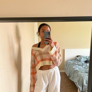 WILD HONEY off the shoulder plaid sweater - M